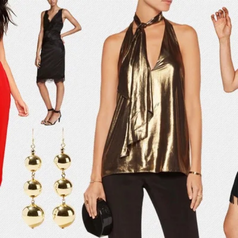 Haute Hippie Shimmering Gold Halter Neck Top